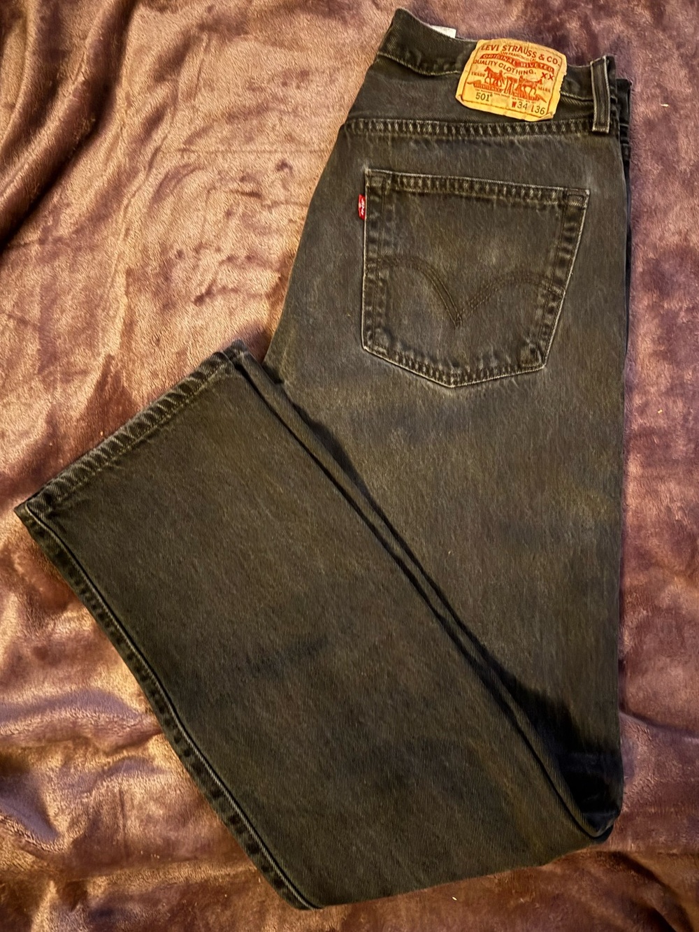 Men’s Levi's Classic 501 Straight Jeans in Washed Black 34 x 36